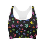 Cute Dino Footprint Pattern Print Women's Sports Bra