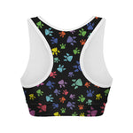 Cute Dino Footprint Pattern Print Women's Sports Bra