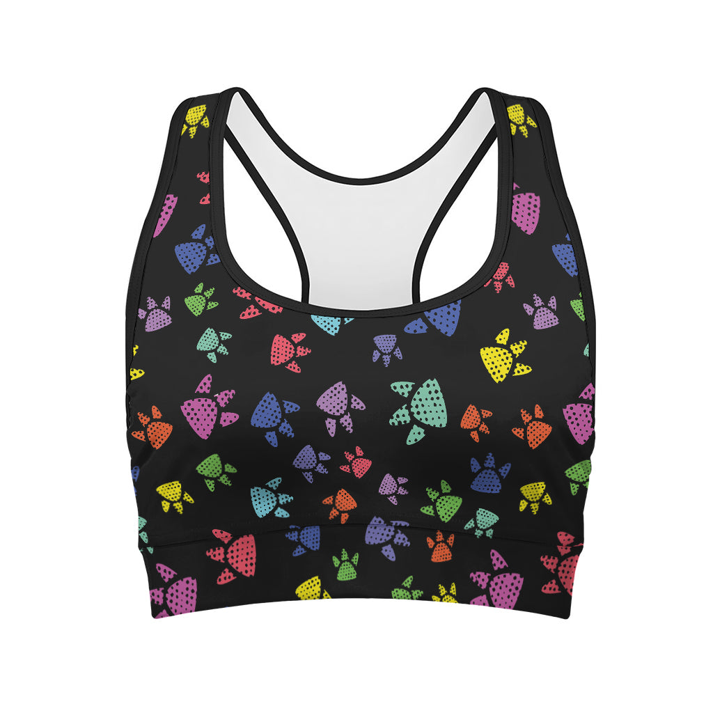 Cute Dino Footprint Pattern Print Women's Sports Bra