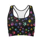 Cute Dino Footprint Pattern Print Women's Sports Bra