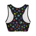 Cute Dino Footprint Pattern Print Women's Sports Bra