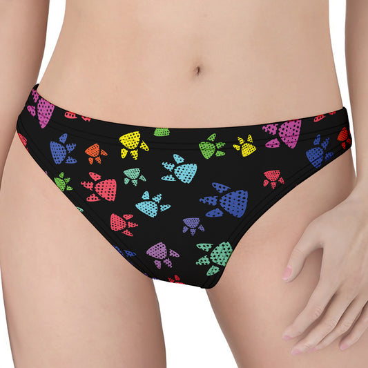 Cute Dino Footprint Pattern Print Women's Thong