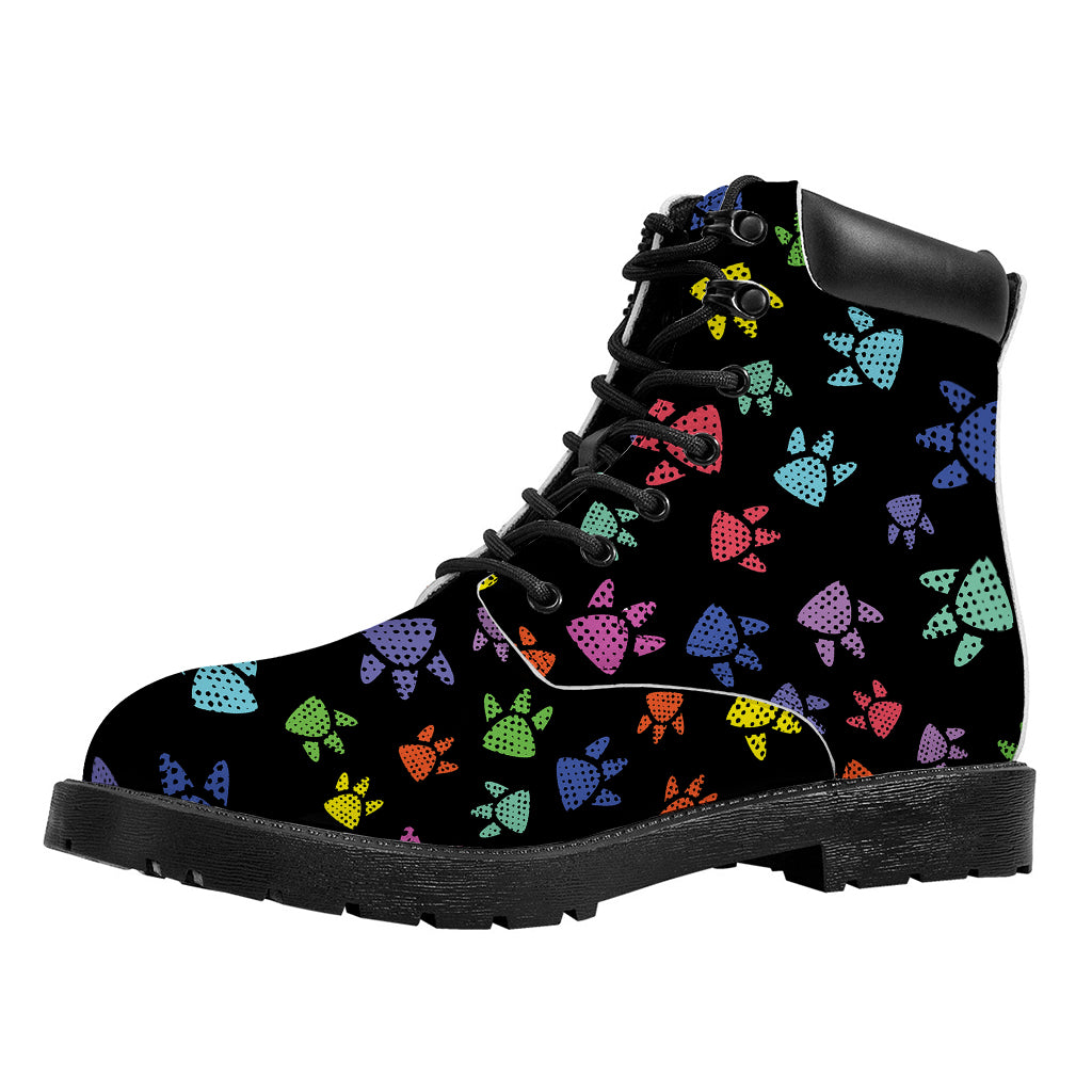 Cute Dino Footprint Pattern Print Work Boots