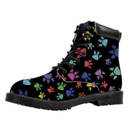 Cute Dino Footprint Pattern Print Work Boots