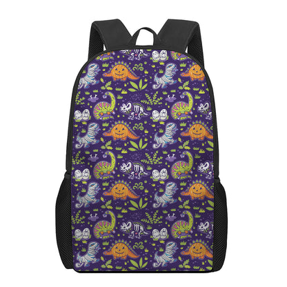 Cute Dino Halloween Pattern Print 17 Inch Backpack