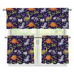 Cute Dino Halloween Pattern Print 3 Piece Kitchen Curtains