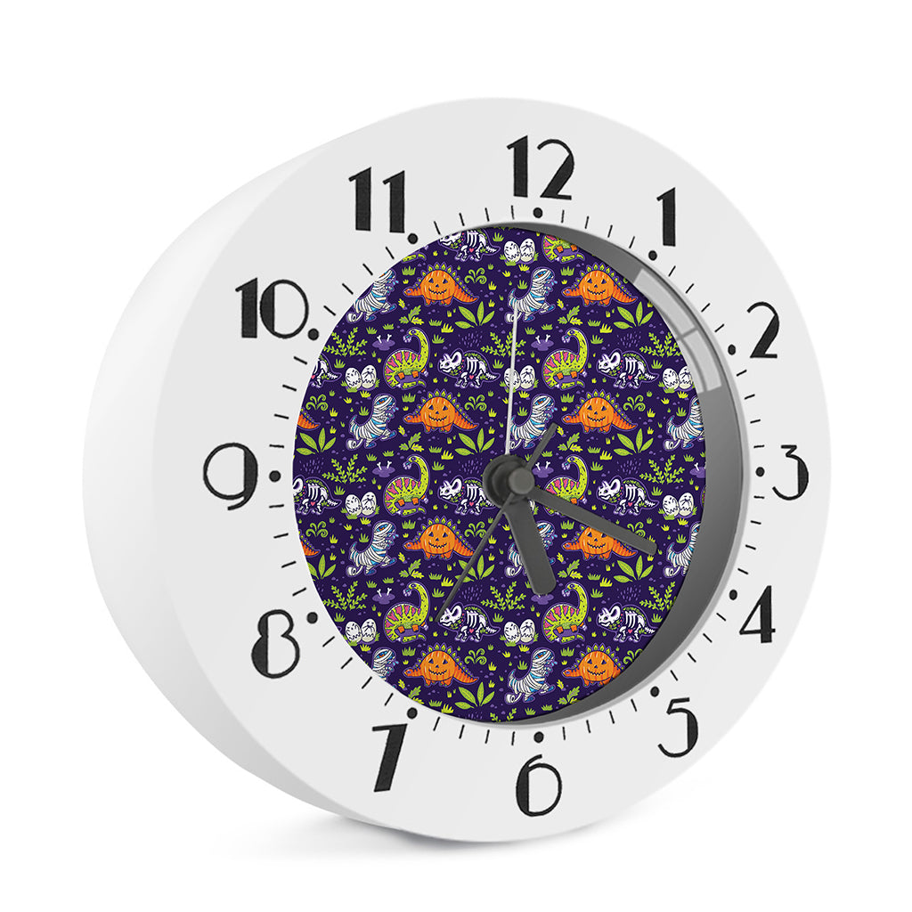 Cute Dino Halloween Pattern Print Alarm Clock