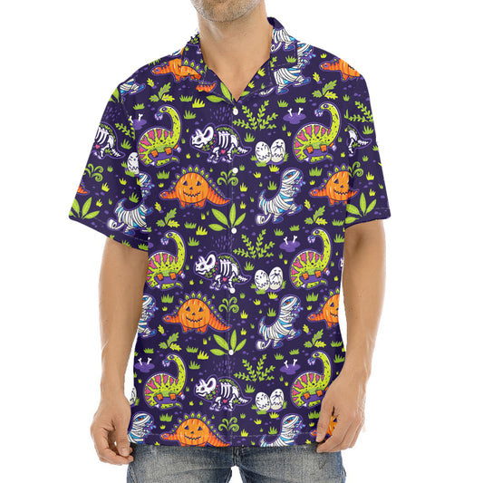 Cute Dino Halloween Pattern Print Aloha Shirt