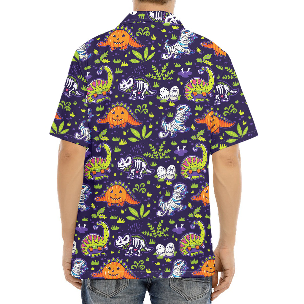 Cute Dino Halloween Pattern Print Aloha Shirt
