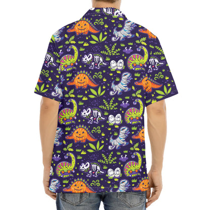 Cute Dino Halloween Pattern Print Aloha Shirt