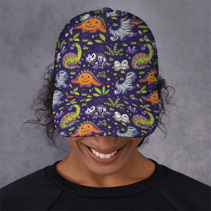 Cute Dino Halloween Pattern Print Baseball Cap
