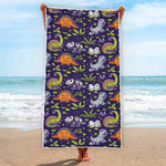 Cute Dino Halloween Pattern Print Beach Towel