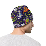 Cute Dino Halloween Pattern Print Beanie