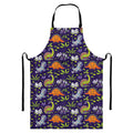 Cute Dino Halloween Pattern Print Bib Apron With Pocket