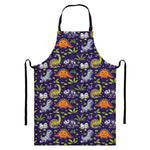 Cute Dino Halloween Pattern Print Bib Apron With Pocket