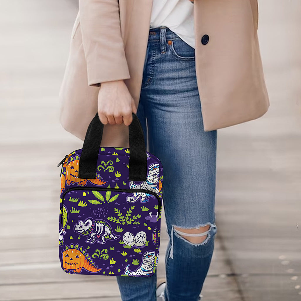 Cute Dino Halloween Pattern Print Bible Tote Bag