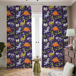 Cute Dino Halloween Pattern Print Blackout Pencil Pleat Curtains