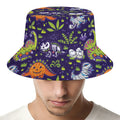 Cute Dino Halloween Pattern Print Bucket Hat