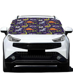 Cute Dino Halloween Pattern Print Car Windshield Snow Cover