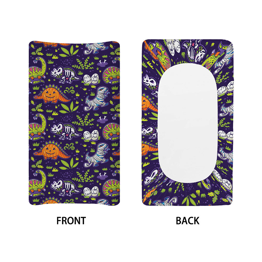 Cute Dino Halloween Pattern Print Changing Pad Cover