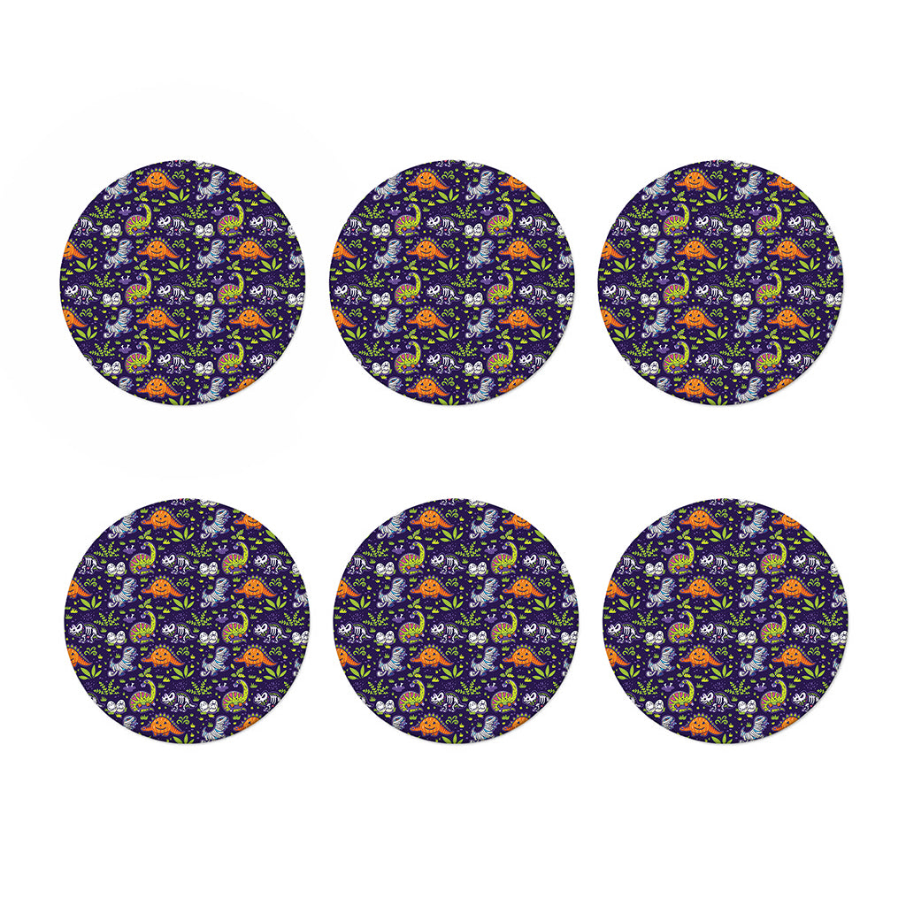 Cute Dino Halloween Pattern Print Coaster Set