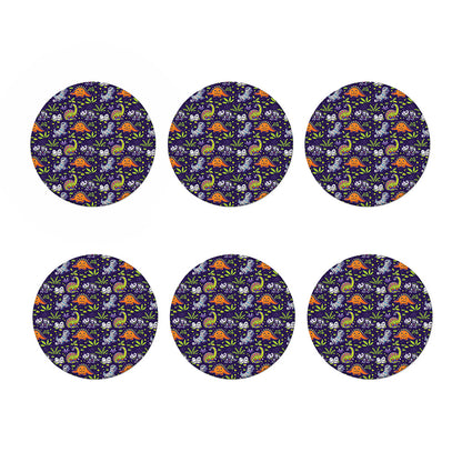 Cute Dino Halloween Pattern Print Coaster Set