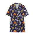 Cute Dino Halloween Pattern Print Cotton Hawaiian Shirt