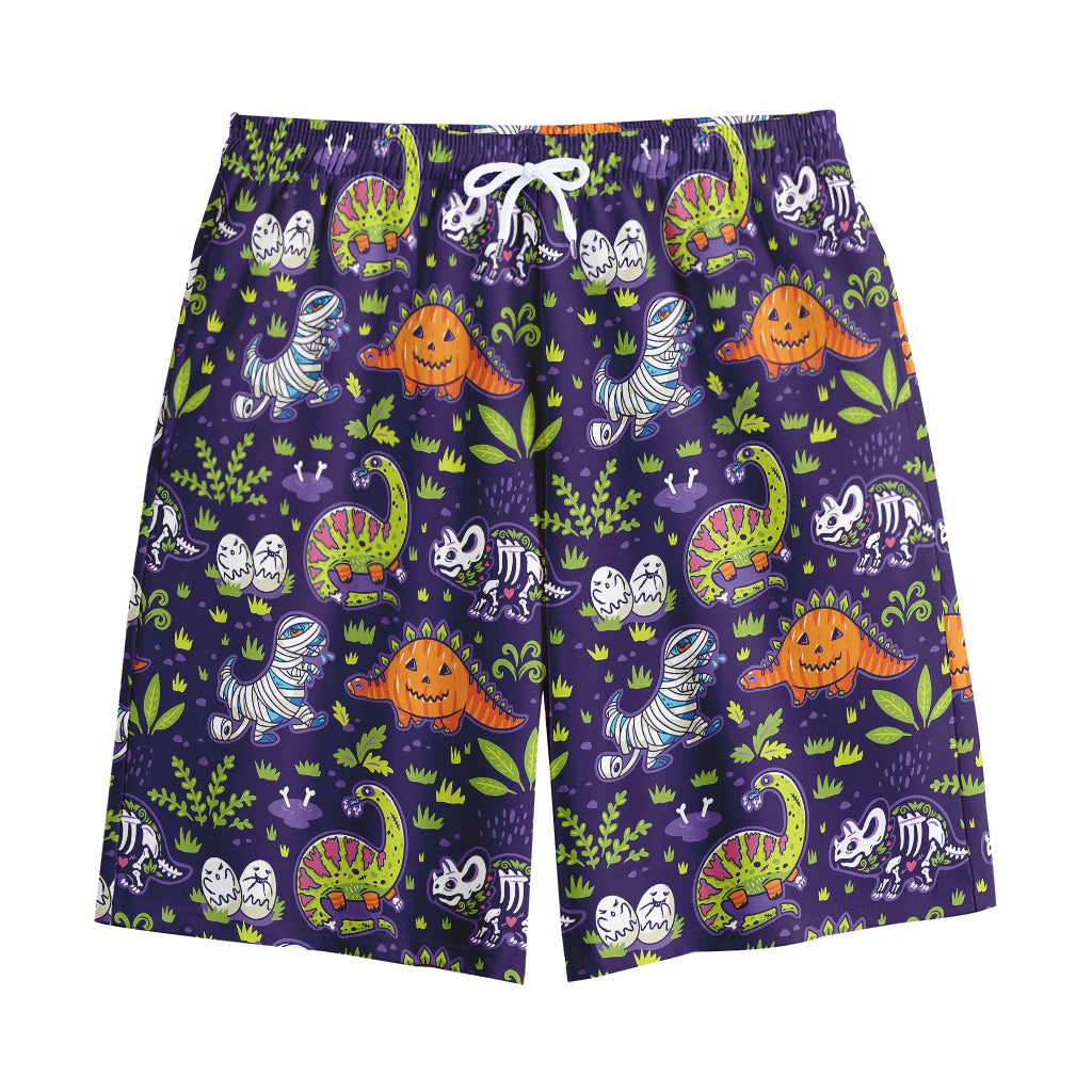 Cute Dino Halloween Pattern Print Cotton Shorts