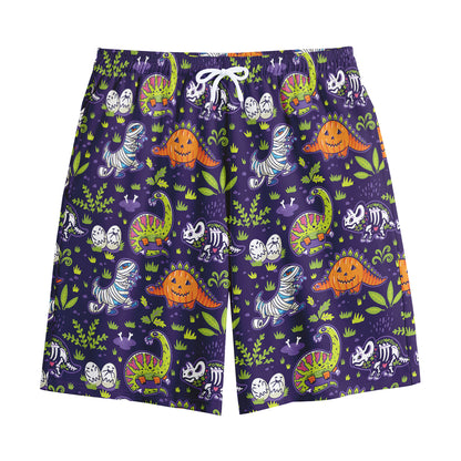 Cute Dino Halloween Pattern Print Cotton Shorts
