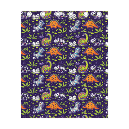 Cute Dino Halloween Pattern Print Curtain