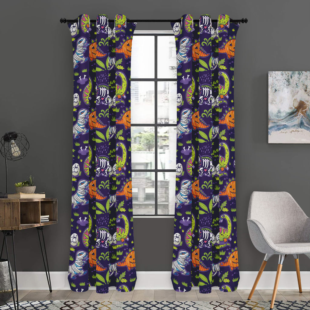 Cute Dino Halloween Pattern Print Curtain