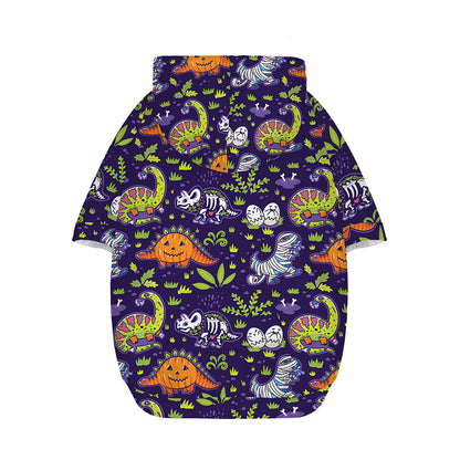 Cute Dino Halloween Pattern Print Dog Zip Up Hoodie