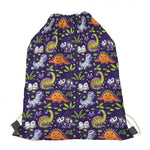 Cute Dino Halloween Pattern Print Drawstring Bag
