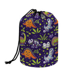 Cute Dino Halloween Pattern Print Drawstring Makeup Bag