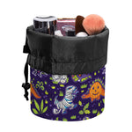 Cute Dino Halloween Pattern Print Drawstring Makeup Bag