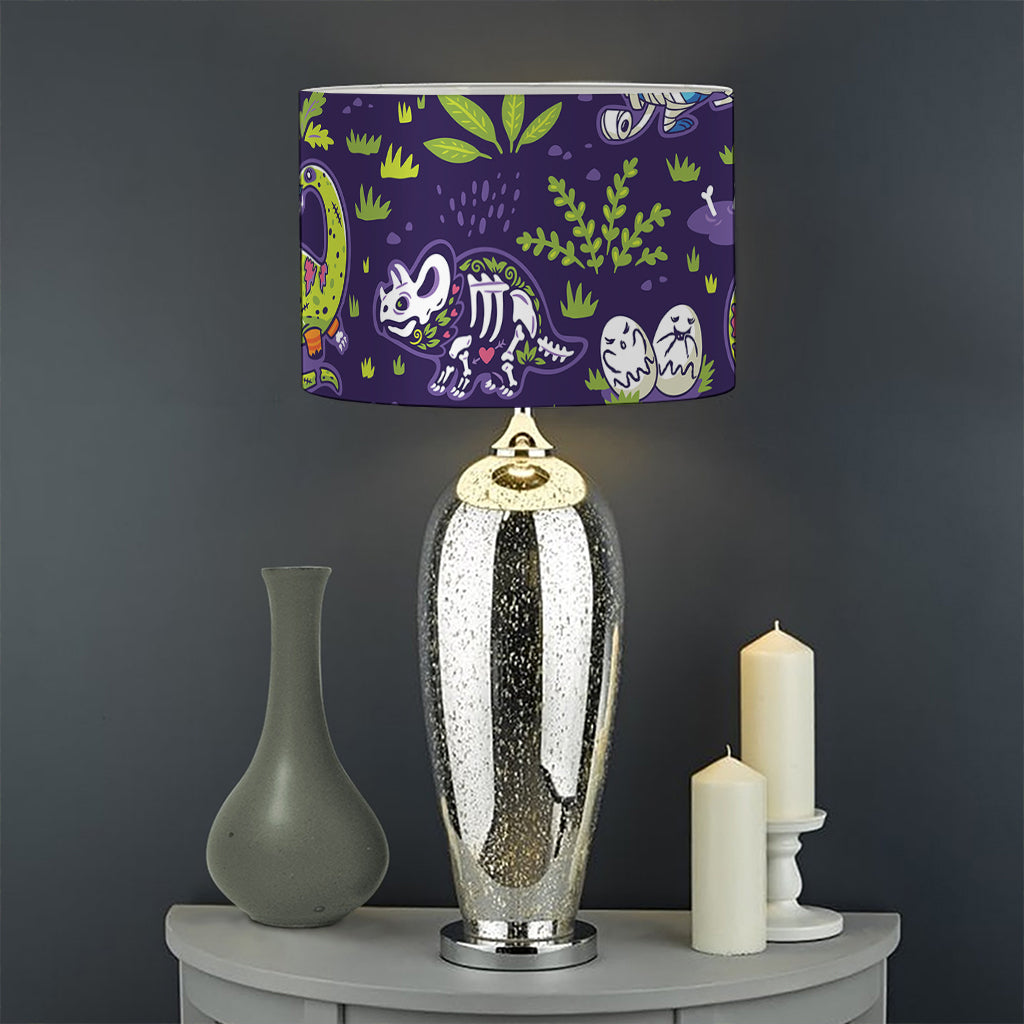 Cute Dino Halloween Pattern Print Drum Lamp Shade