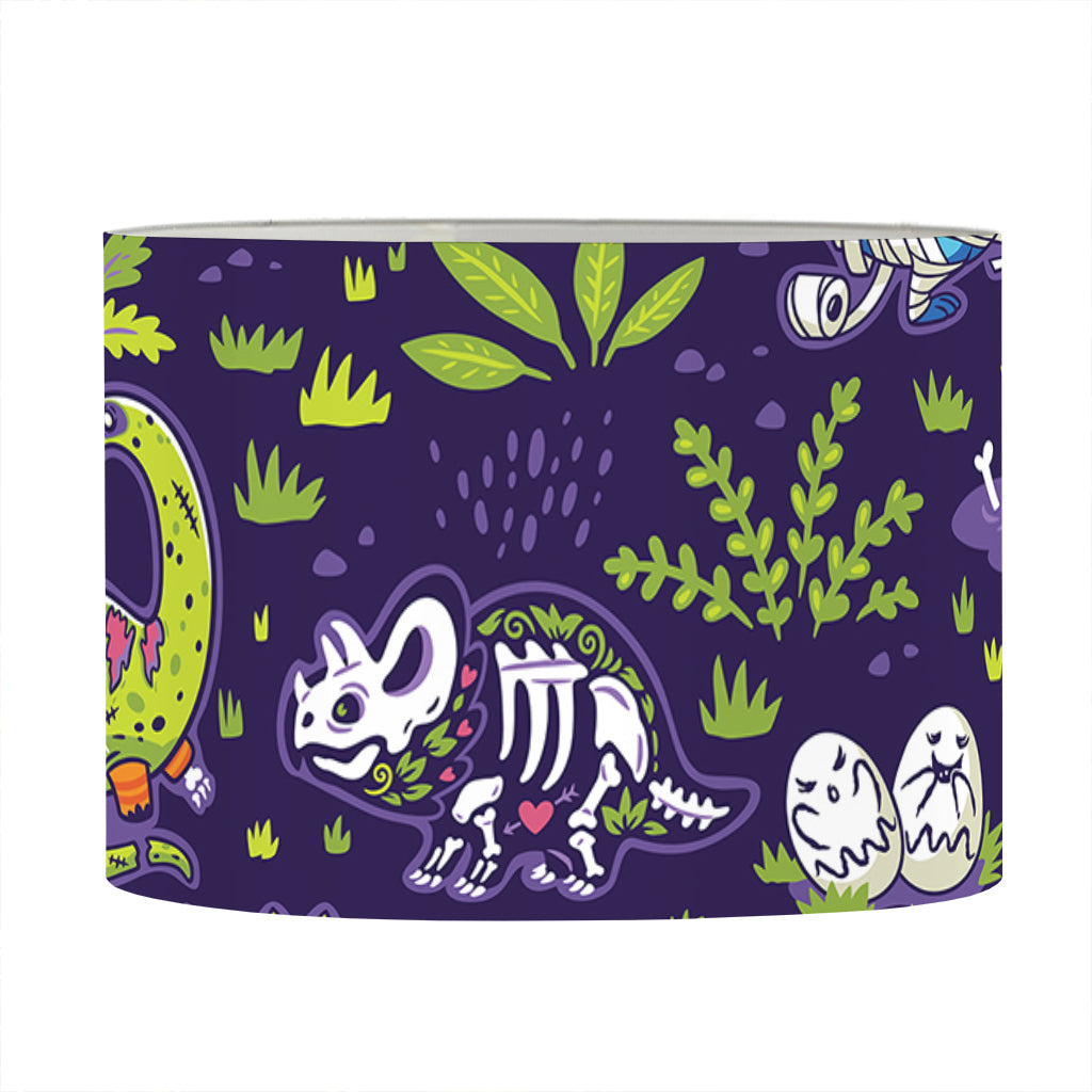Cute Dino Halloween Pattern Print Drum Lamp Shade