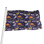 Cute Dino Halloween Pattern Print Flag