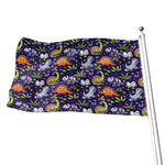 Cute Dino Halloween Pattern Print Flag