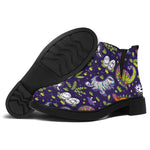 Cute Dino Halloween Pattern Print Flat Ankle Boots