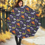 Cute Dino Halloween Pattern Print Foldable Umbrella