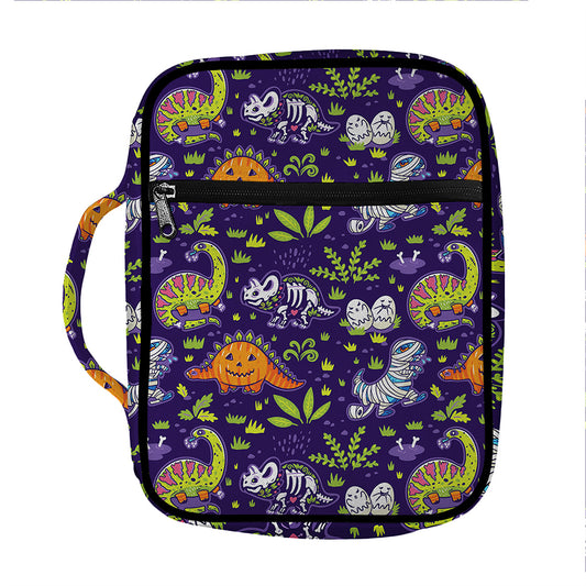 Cute Dino Halloween Pattern Print Front Pocket Bible Bag