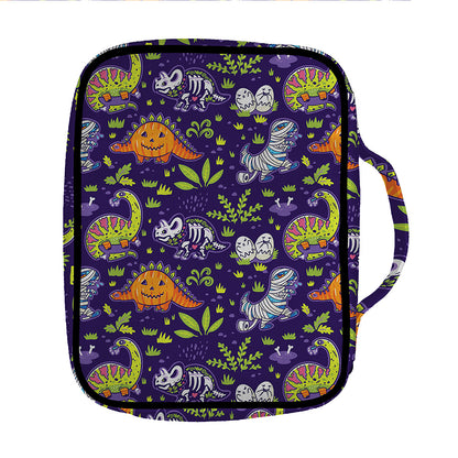 Cute Dino Halloween Pattern Print Front Pocket Bible Bag
