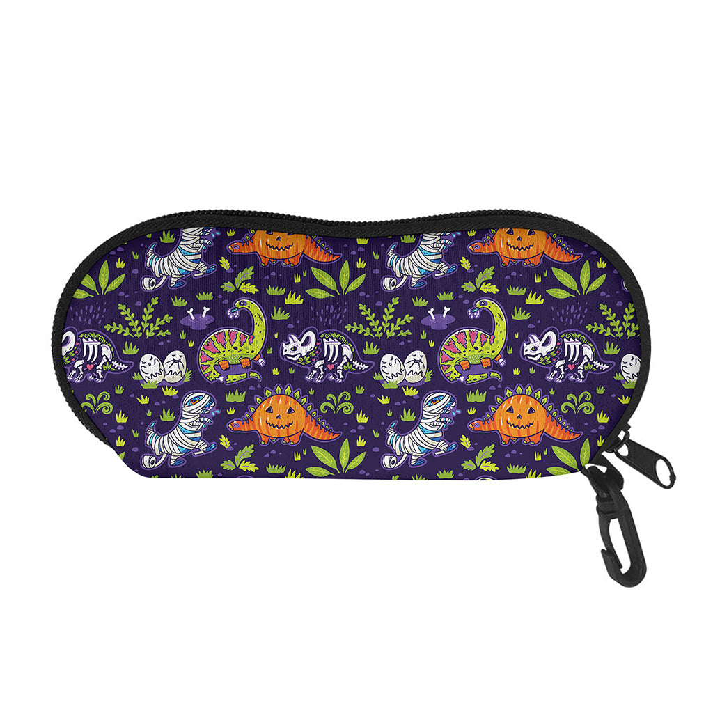 Cute Dino Halloween Pattern Print Glasses Case