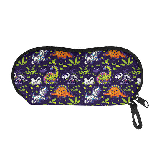Cute Dino Halloween Pattern Print Glasses Case