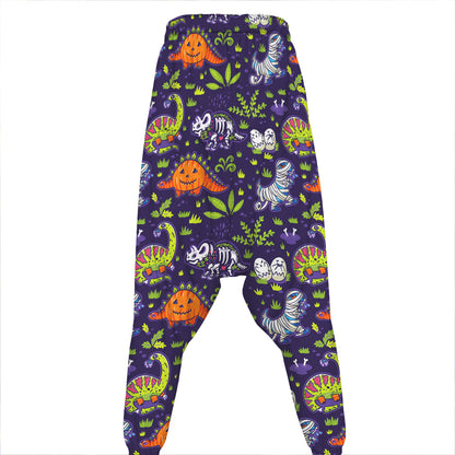 Cute Dino Halloween Pattern Print Hammer Pants
