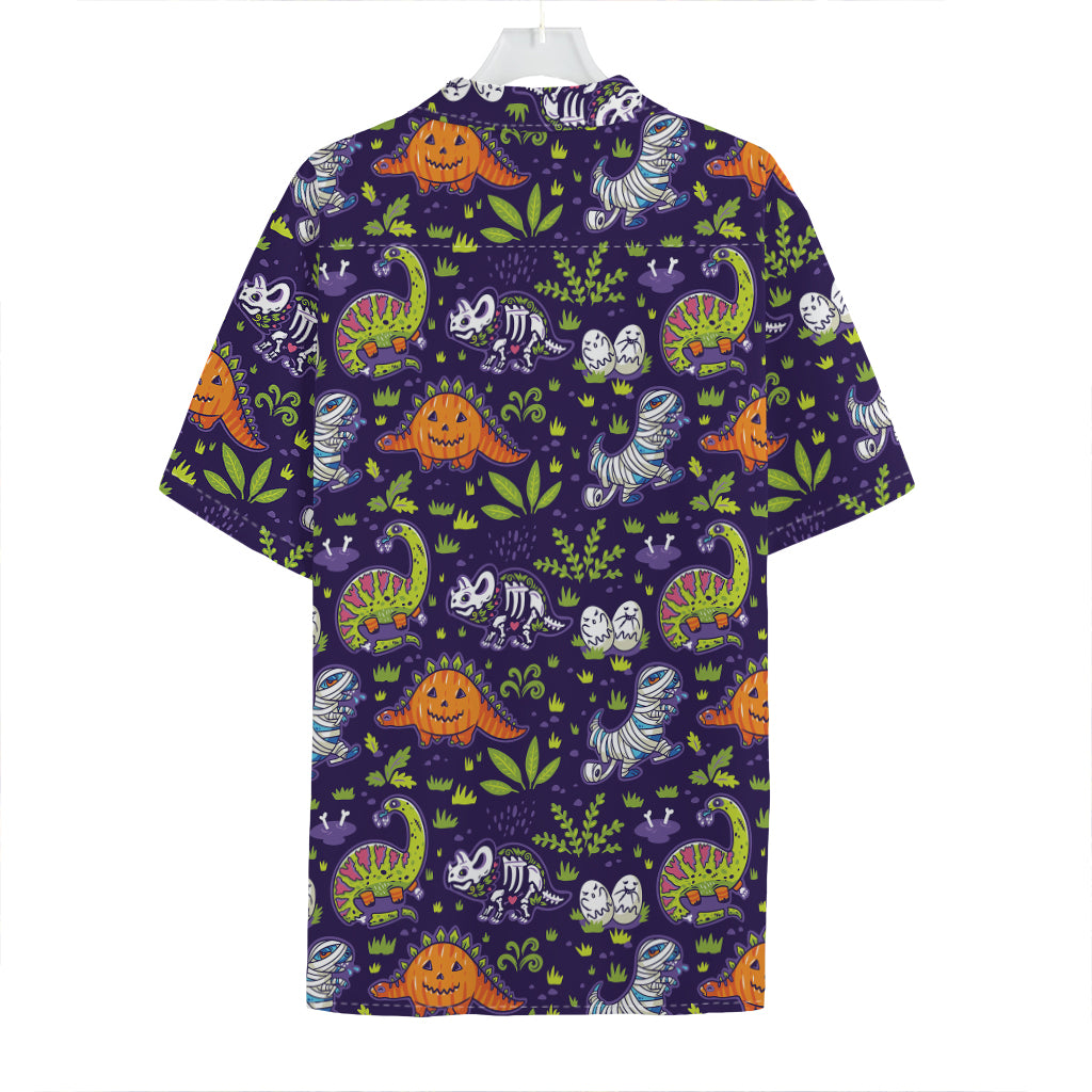 Cute Dino Halloween Pattern Print Hawaiian Shirt