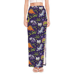 Cute Dino Halloween Pattern Print High Slit Maxi Skirt