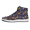 Cute Dino Halloween Pattern Print High Top Leather Sneakers