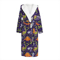 Cute Dino Halloween Pattern Print Hooded Bathrobe
